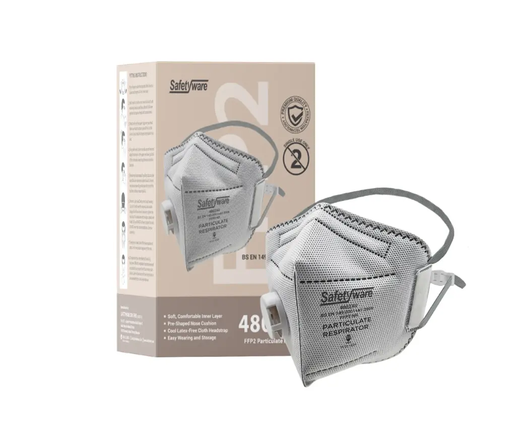 [4802AV] SAFETYWARE FFP2 Vertical Fold-Flat OV/AG Particulate Respirator /w Valve