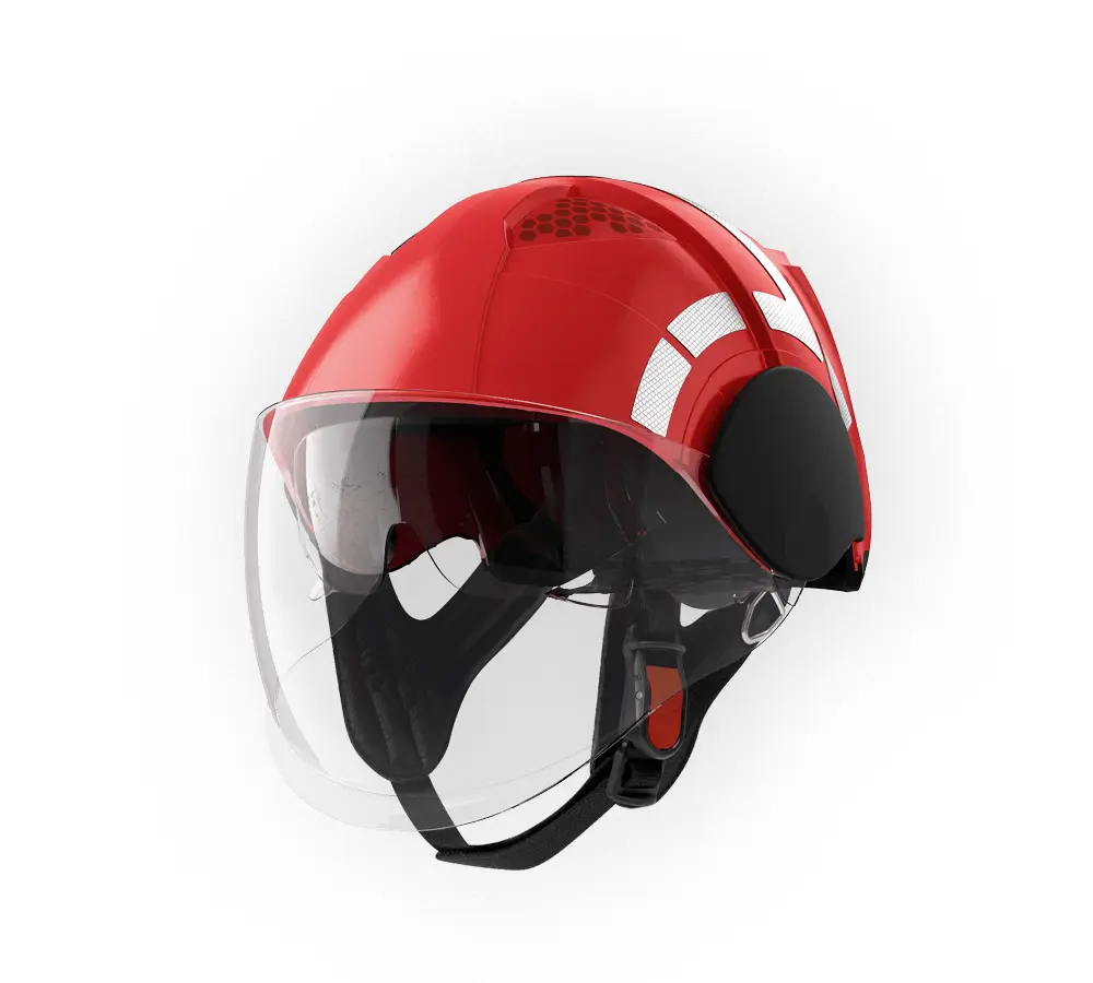 PAB Fire Compact Aluminised Neck Protector Fireman Helmet (Red)