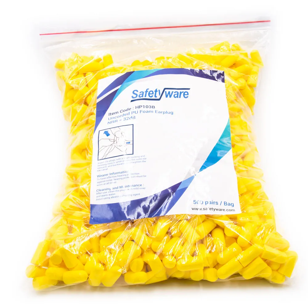 [HP103B] SAFETYWARE EasyFit Uncorded Disposable PU Foam Ear Plugs (500 pairs Refill Pack)