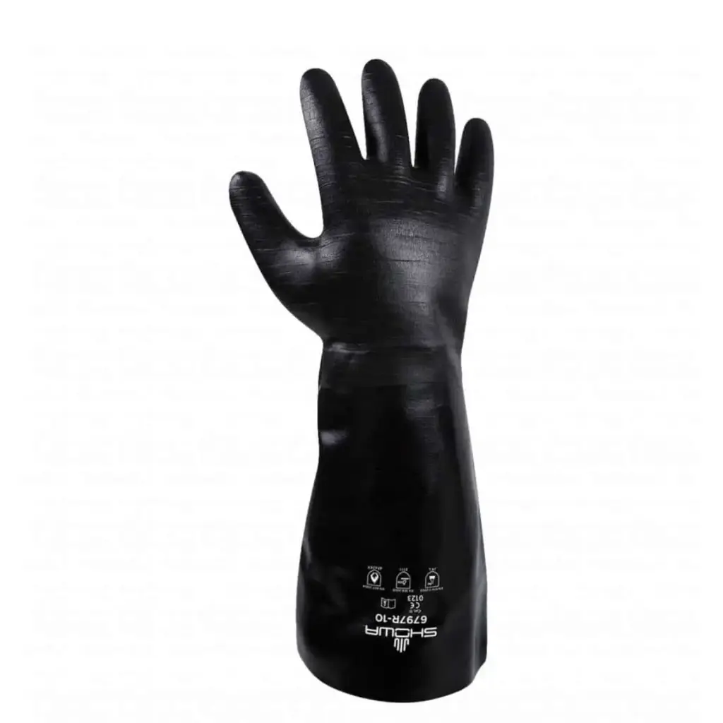 SHOWA 18" Chemical Resistant Neoprene Supported Gloves with Cotton Lining