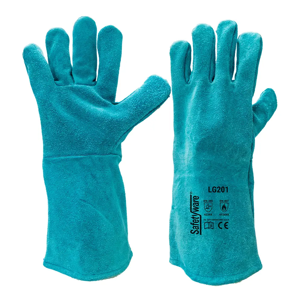 SAFETYWARE High Quality Green Full Split Leather Gloves