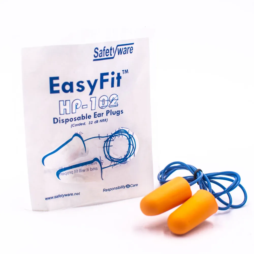 SAFETYWARE EasyFit Disposable Corded PU Foam Ear Plugs