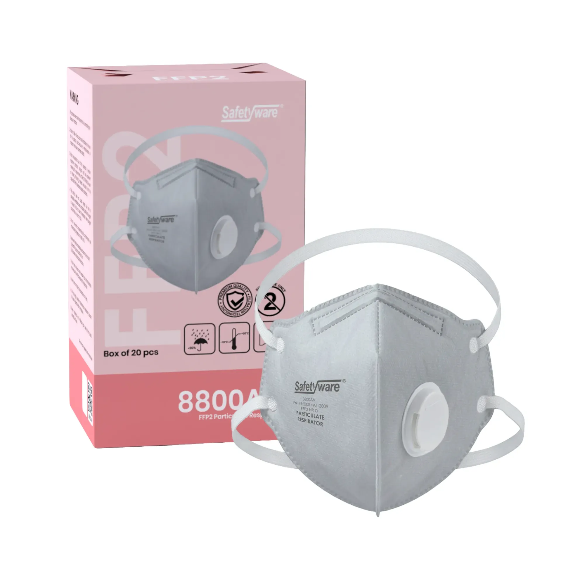 [8800AV] SAFETYWARE 8800AV Foldable FFP2 OV Particulate Respirator w Valve