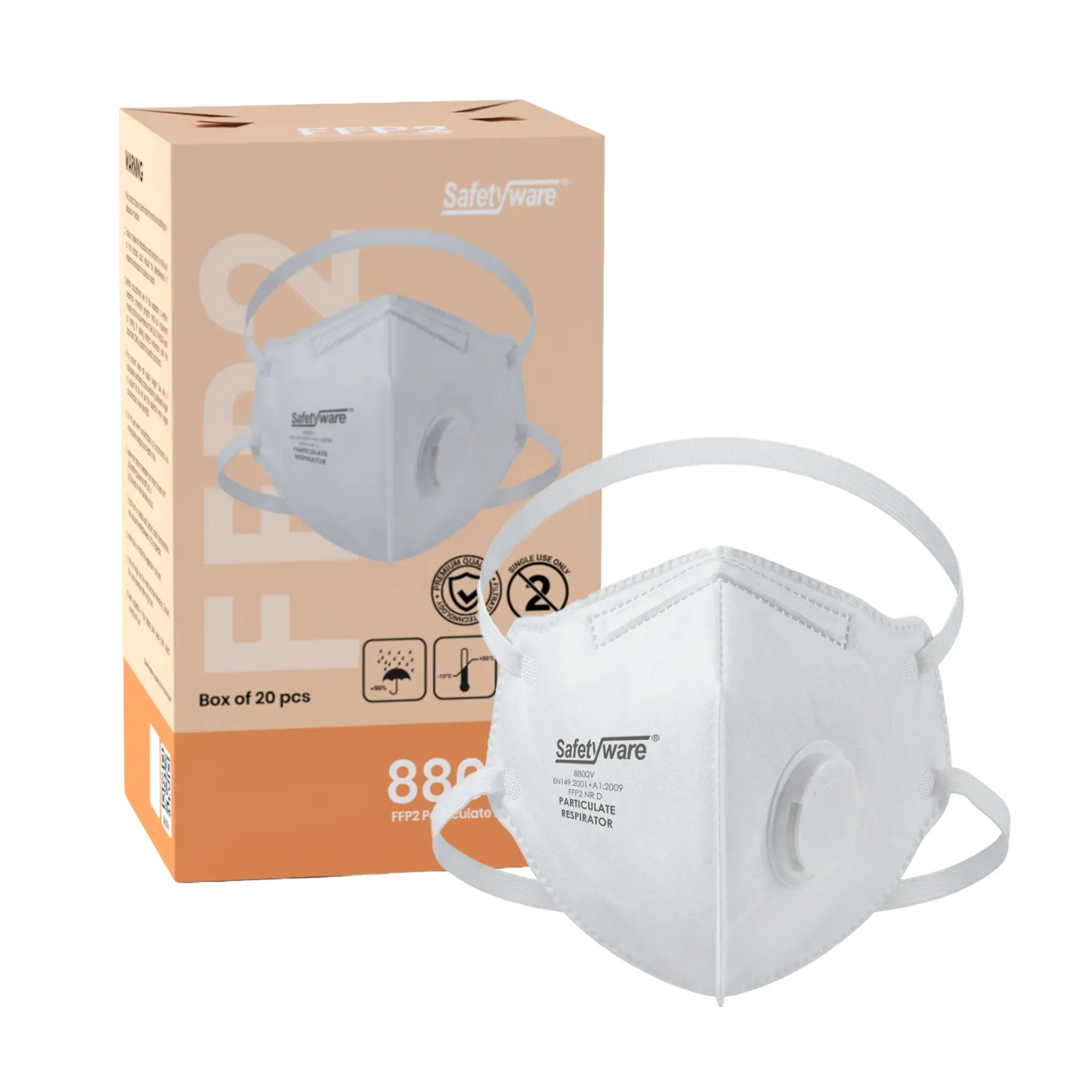 [8800V] SAFETYWARE 8800V Foldable FFP2 Particulate Respirator w Valve