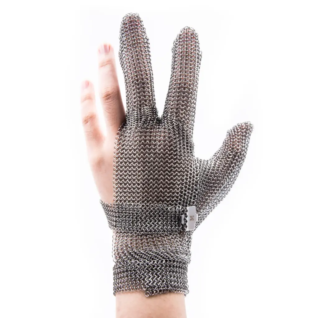 [SS300-XS] SAFETYWARE 3-finger Ring Mesh Stainless Steel Gloves (XS / 6)