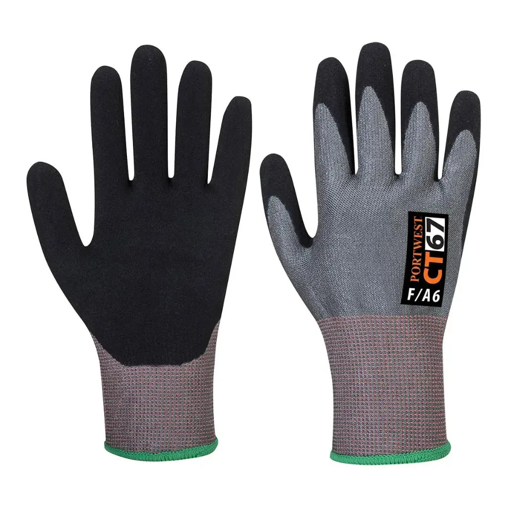 PORTWEST CT67 Cut F13 Nitrile Glove Grey/Black