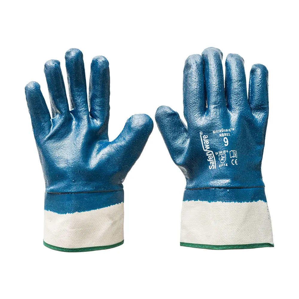 [NBR03-SM] SAFETYWARE NitraGuard NBR03 Nitrile Fully Coated Gloves with Safety Cuff (S / 7)