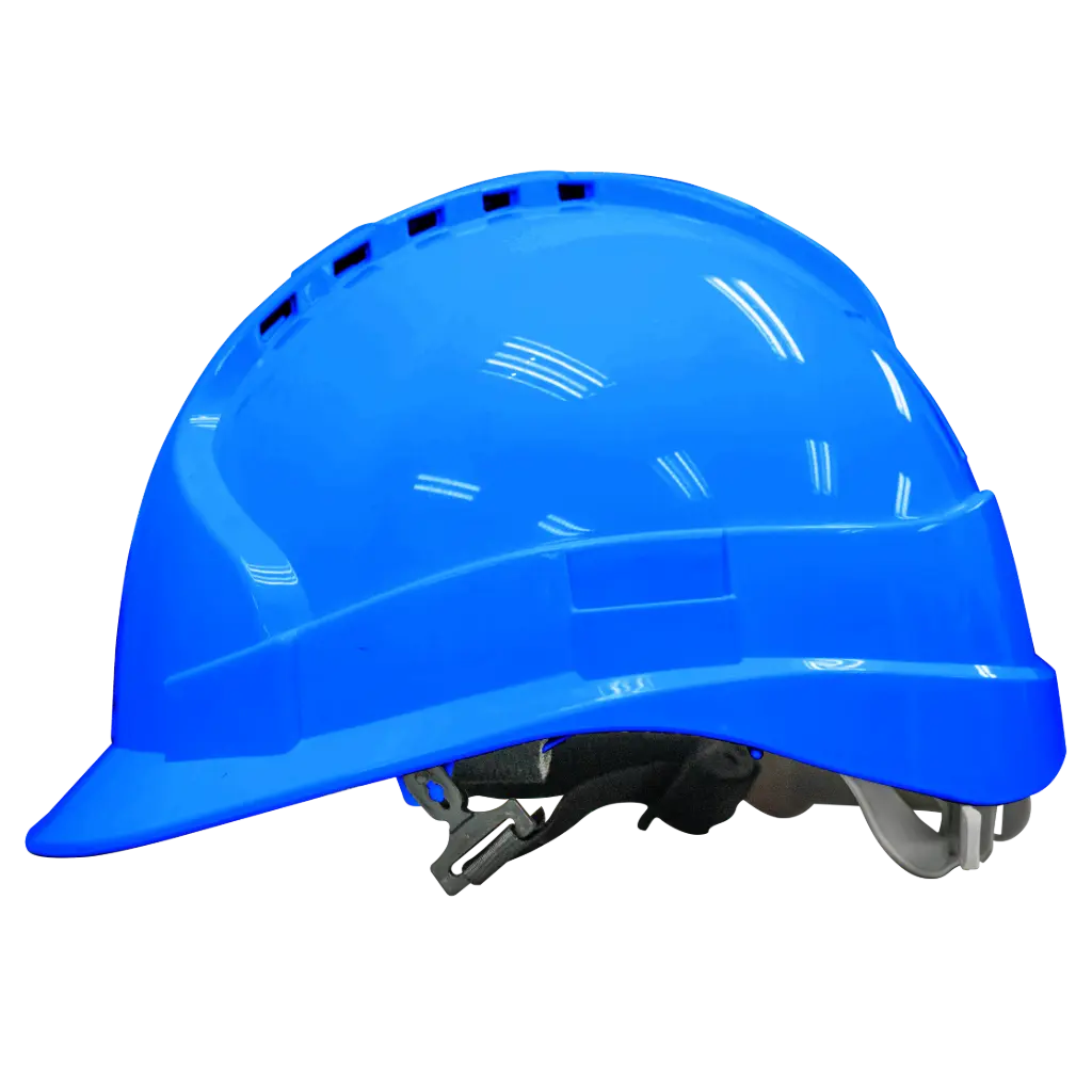 [SH01SW-A-BLU] SAFETYWARE Explorer I SH01SW Vented Safety Helmet with Webbing Harness (Grade A, Blue)