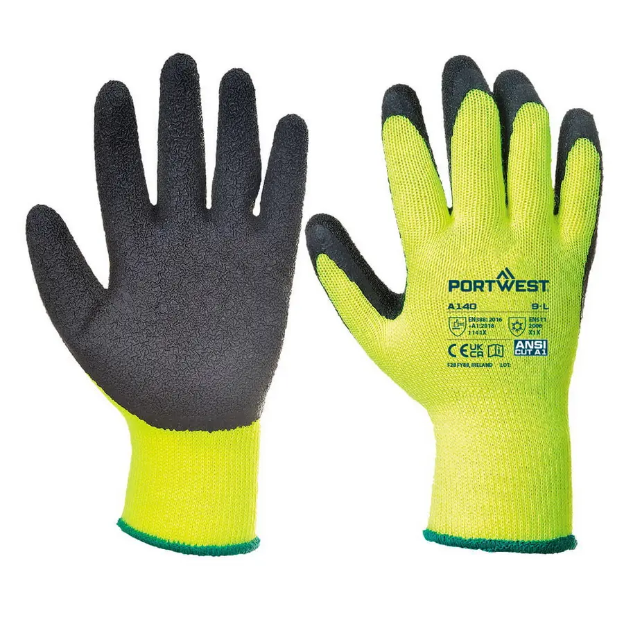 [A140BKR-MD] PORTWEST A140 - Thermal Grip Latex Palm Coated Cold Resistant Gloves with Acrylic Liner (M / 8)
